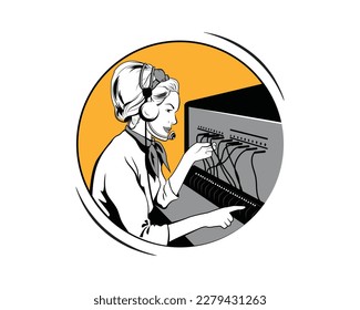 International Woman Operator Alphabet Radiotelephony Illustration visualized with Simple Illustration, Patch and Badge Visual Style