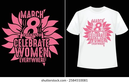 International woman's Day (March 8th) design for t-shirt, bags, mugs, stickers, banner, poster, icon, logo etc. Fully Editable Print Ready Template - Vector.