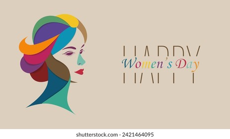 International woman's day vector illustration concept, woman head illustration from side view