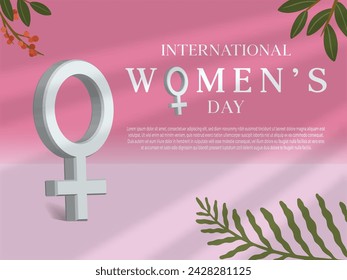 International Woman's Days  with realistic 3d female gender sign illustration element vector 