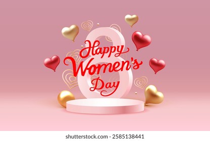 International Women Day Banner. Flyer for March 8 cover. Number 8. Vector illustration