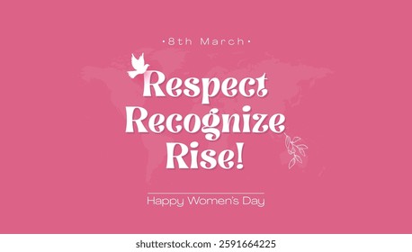 International Women Day Banner with Pink Background - Vector Illustration