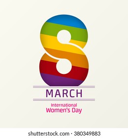International Women Day. Eight. Rainbow. Logo. Card.