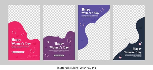 international women day instagram stories collection template. story instagram vector illustrator.