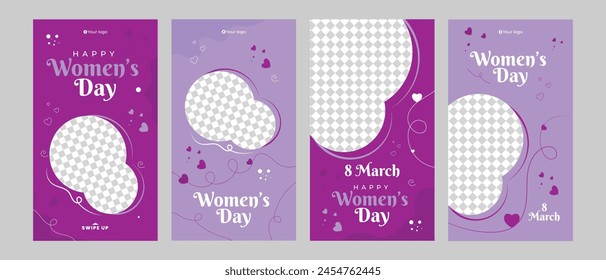 international women day instagram stories collection template. story instagram vector illustrator.