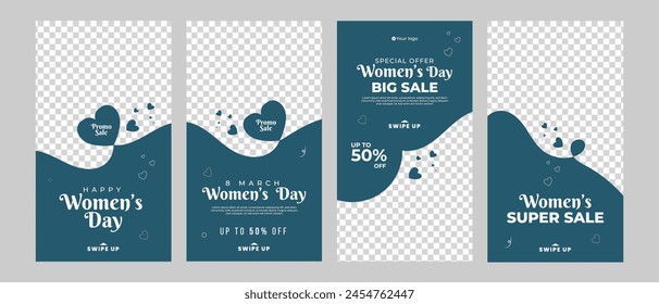 international women day instagram stories collection template. story instagram vector illustrator.