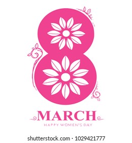 international women day. March 8. pink card with flat colors. happy women's day