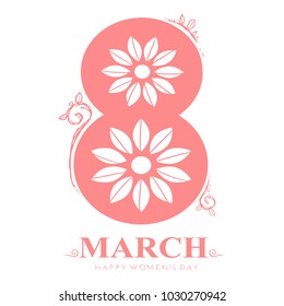 international women day. March 8. pink card with flat colors. happy women's day