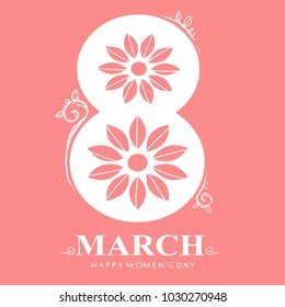 international women day. March 8. pink card with flat colors. happy women's day