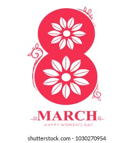 international women day. March 8.rad card with flat colors. happy women's day