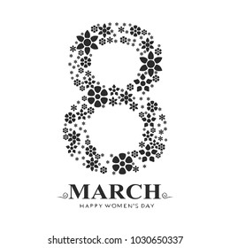 international women day. March 8. black and white card with flat colors. happy women's day