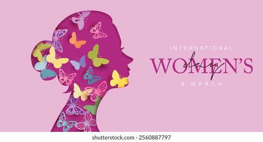 International Women Day paper cut woman card