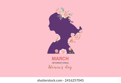 International women day with rose use for horizontal banner design