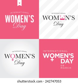 International Women Day, Set Of Cards With Logo