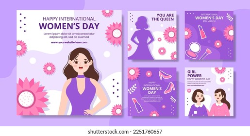 International Women Day Social Media Post Flat Cartoon Hand Drawn Templates Illustration