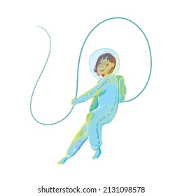 International Women Day.Feminism concept.Free Confident Happy Female Cosmonaut in Space.Super Woman.Opportunity to Choose Profession.Feminist Achievement,Empowerment.Flat Motivation Vector Illustratio