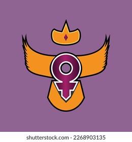 International Women Days with Gold Crown Bird Logo