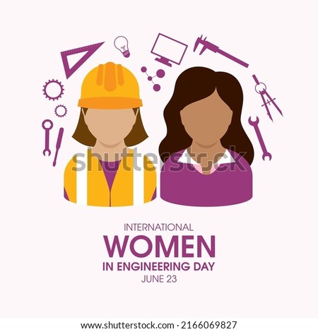 International Women in Engineering Day vector. Woman face avatar purple icon vector. Female engineer design element. Engineering icon set vector. June 23. Important day