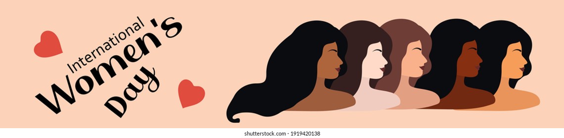 International Women s Day 8 March. Feminism female solidarity greeting card. Fight for freedom, independence, equality. Vector illustration
