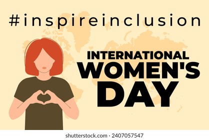 International Women s Day concept holiday. 8 march. Campaign 2024 inspireinclusion. Template for banner, card, poster, background. Flat vector illustration
