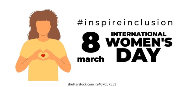 International Women s Day concept holiday. 8 march. Campaign 2024 inspireinclusion. Template for banner, card, poster, background. Flat vector illustration
