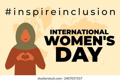 International Women s Day concept holiday. 8 march. Campaign 2024 inspireinclusion. Template for banner, card, poster, background. Flat vector illustration
