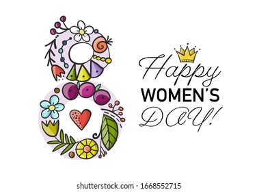 International Women s Day. Greeting card for your design. 8th of march. Vector illustration