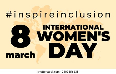 International Women s Day lettering. 8 march. Campaign 2024 inspireinclusion. Template for banner, card, poster, background. Flat vector illustration