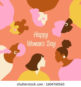 International Women s Day. Vector templates with cute women for card, poster, flyer and other users.