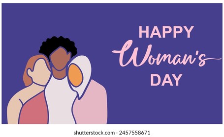 International Women s Day woman history concept background, banner, placard, card, and poster design template with text inscription and standard color. vector	