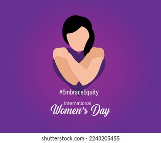 International Women's Day 2023, campaign theme: #EmbraceEquity. Women's Day vector illustration. Give equity a huge embrace. - Shutterstock ID 2243205455