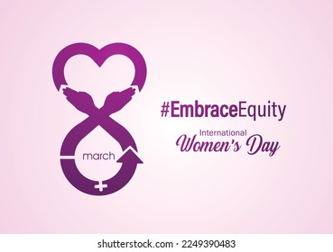 International Women's Day 2023, campaign theme: #EmbraceEquity. Women's Day vector illustration. Give equity a huge embrace.