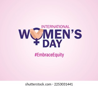 Día Internacional de la Mujer 2023, tema de la campaña: #EmbraceEquity (Abrazar la equidad). Ilustración vectorial del Día de la Mujer. Dar a la equidad un abrazo enorme.