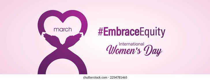 International Women's Day 2023, campaign theme: #EmbraceEquity. Women's Day vector illustration. Give equity a huge embrace.