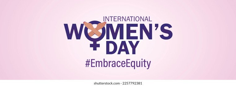 International Women's Day 2023, campaign theme: #EmbraceEquity. Women's Day vector illustration. Give equity a huge embrace.