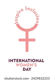 Internationaler Frauentag 2024 Konzeptplakat. СKampagnenthema - Inklusion inspirieren, Vektorgrafik. 