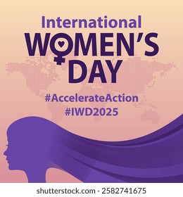 International Women's Day 2025. Accelerate Action campaign. Symbolizing global activism for gender equality and women. Suitable for banner and poster background