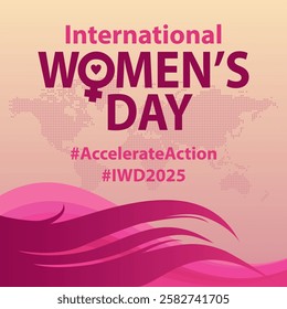 International Women's Day 2025. Accelerate Action campaign. Symbolizing global activism for gender equality and women. Suitable for banner and poster background