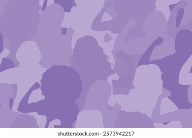 International Women's Day 2025 background. Powerful women. AccelerateAction.  Seamless pattern with different womens	