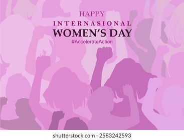 International Womens Day 2025 background. Powerful women. # AccelerateAction. Seamless pattern with different womens.