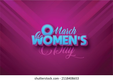 International Women's Day, 3d Text Design, Vector Illustration New Concept With Background. 