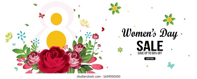 International Women's day. 8 March. Happy Women's Day. Spring flowers, Vector illustration for creative flyer, postcard, greeting card, banner design