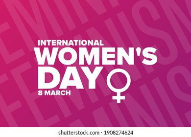 International Women's Day. 8 March. Holiday concept. Template for background, banner, card, poster with text inscription. Vector EPS10 illustration