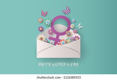 International Women's Day 8 march paper cut. Vector illustration.