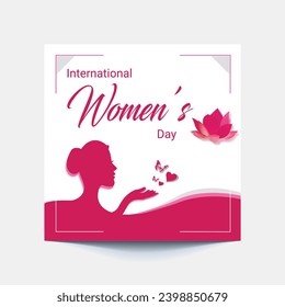 International Women's Day 8 march with frame of flower and Paper art style.