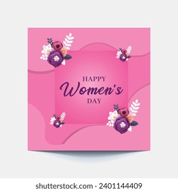 International Women's Day 8 march with frame of flower and Paper art style.