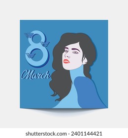 International Women's Day 8 march with frame of flower and Paper art style.