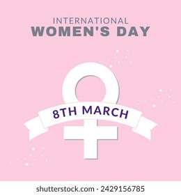 International women's Day 8 march pink background template for social media, greeting card.