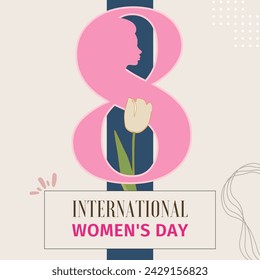International women's Day 8 march background template for social media, greeting card.