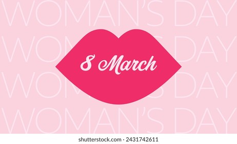 International Women's Day 8 march mouth vector greeting card banner flyer with background text